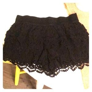 Black Crochet Shorts